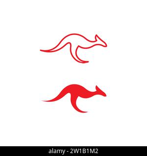 Kangaroo Logo Design. Kangaroo Line and Flat Logo Design Stock Vector