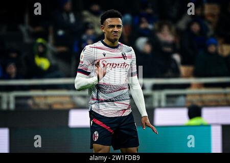 Milan, Italy, 20/12/2023, Dan Ndoye of Bologna during the Italian Coppa Italia football match FC Internazionale vs Bologna at San Siro Stadium in Milan, Italy on December 21, 2023 Credit: Piero Cruciatti/Alamy Live News Stock Photo