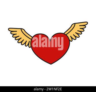 Heart With Wings Retro Style Tattoo Stock Vector