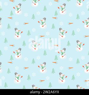 Christmas seamless pattern with snowman Stock Vector
