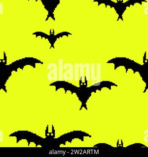 seamless pattern pixel art BAT Stock Vector