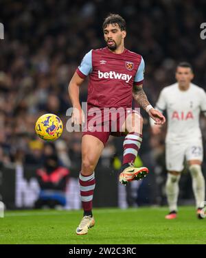 Lucas Paqueta Of West Ham United Battles Brennan Johnson Of Tottenham