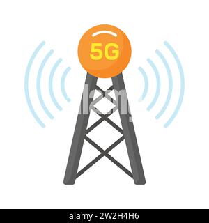 5G signal tower vector design in modern style, easy to use icon Stock Vector