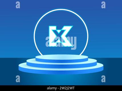 Letter KX blue logo sign. Vector logo design for business. Stock Vector