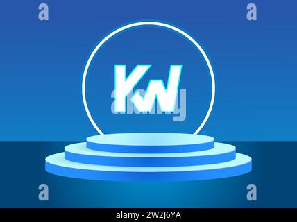Letter KW blue logo sign. Vector logo design for business. Stock Vector
