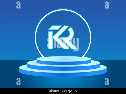 Letter KR blue logo sign. Vector logo design for business. Stock Vector