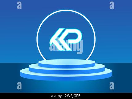 Letter KP blue logo sign. Vector logo design for business. Stock Vector