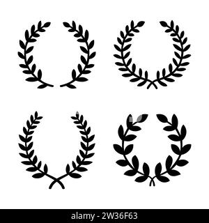 Wreath icon set. Laurel wreaths icons different shapes isolated on white background. Victory symbol, triumph and rewarding. Vector illustration Stock Vector