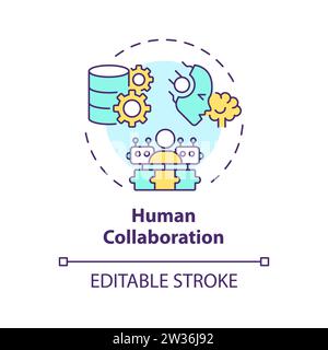 Thin line simple colorful human collaboration icon concept Stock Vector