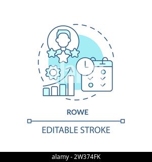 Thin line simple blue ROWE icon concept Stock Vector