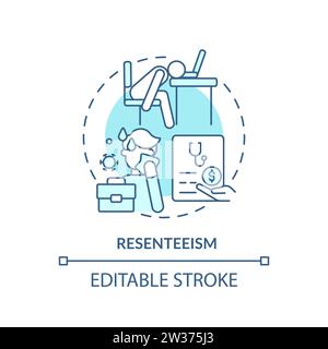 Thin line simple blue resenteeism icon concept Stock Vector