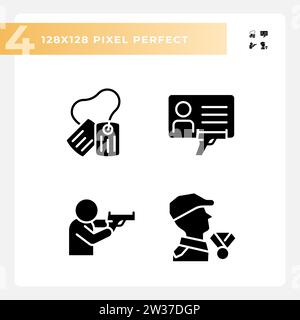 Glyph style simple weapons icons collection Stock Vector