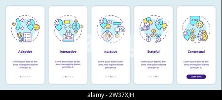 Walkthrough cognitive computing features with colorful icons Stock Vector