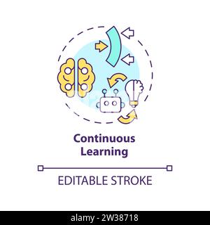 Thin line simple colorful continuous learning icon concept Stock Vector