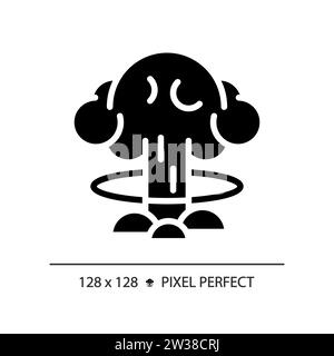 2D pixel perfect glyph style nuclear explosion icon Stock Vector