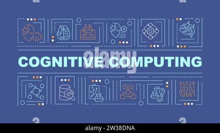 Cognitive computing text with creative thin linear icons Stock Vector