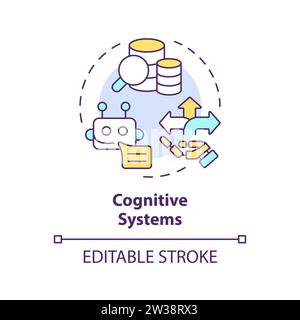 Thin line simple colorful cognitive systems icon concept Stock Vector