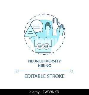 Thin line simple blue neurodiversity hiring icon concept Stock Vector