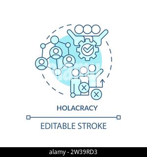 Thin line simple blue holacracy icon concept Stock Vector