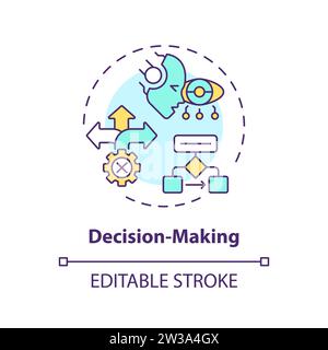 Thin line simple colorful decision making icon concept Stock Vector