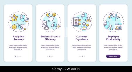 Walkthrough cognitive computing advantages with line icons Stock Vector