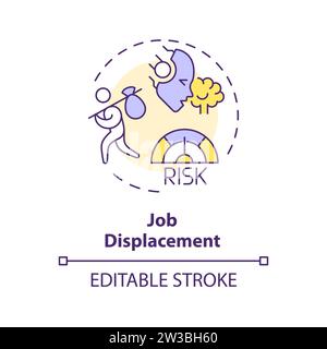 Thin line simple colorful job displacement icon concept Stock Vector