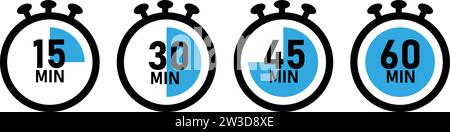 Timer icon set. yellow stopwatch Stock Vector