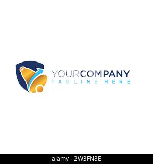 Financial advisors logo design vector icon with abstract bell, shield and arrow Stock Vector