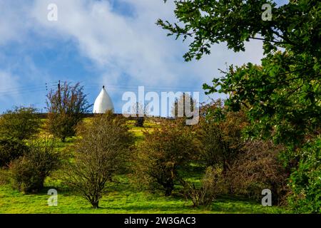 View of White Nancy a structure overlooking Bollington in Cheshire England UK built in 1817 by John Gaskell to commemorate the Battle of Waterloo. Stock Photo