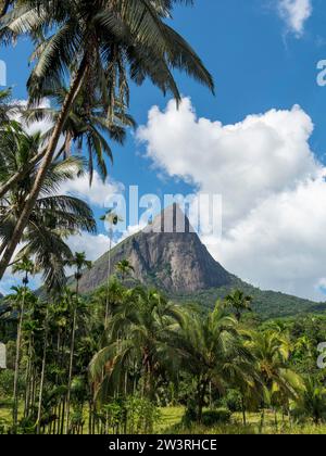 Knuckles mountain range with Lakegala mountain and rocks, Meemure, Sri Lanka Stock Photo