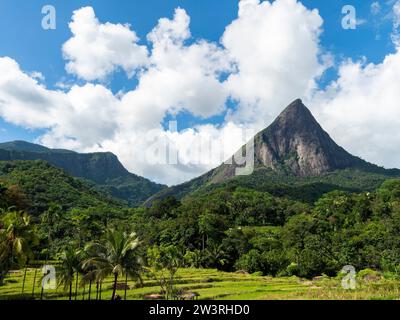 Knuckles mountain range with Lakegala mountain and rocks, Meemure, Sri Lanka Stock Photo