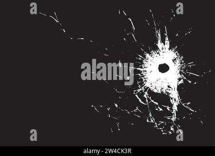 gun bullet hole in glass Stock Vector