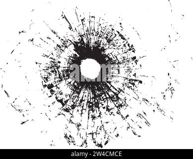 gun bullet hole in glass Stock Vector