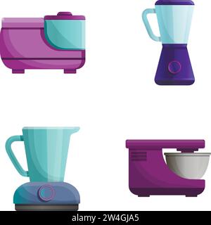 Kitchen equipment icons set cartoon vector. Kitchen appliance. Modern technology Stock Vector