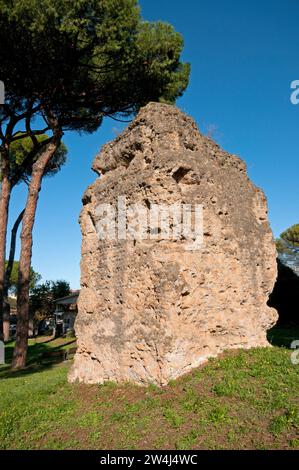 Reamains of a 'pilar' tomb, Archaeological Park of the Via Latina Tombs, Rome, Italy Stock Photo