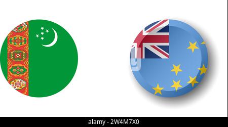 Tuvalu flag - 3D circle button with dropped shadow. Vector icon. Stock Vector