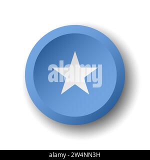 Somalia flag - 3D circle button with dropped shadow. Vector icon. Stock Vector