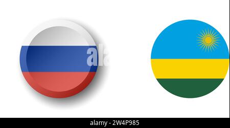 Russia flag - 3D circle button with dropped shadow. Vector icon. Stock Vector