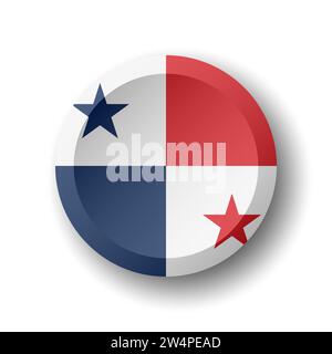 Panama flag - 3D circle button with dropped shadow. Vector icon. Stock Vector