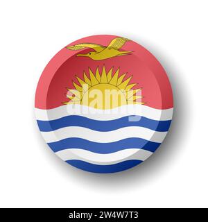 Kiribati flag - 3D circle button with dropped shadow. Vector icon. Stock Vector