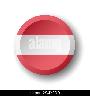 Austria flag - 3D circle button with dropped shadow. Vector icon. Stock Vector