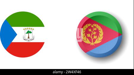 Eritrea flag - 3D circle button with dropped shadow. Vector icon. Stock Vector