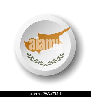 Cyprus flag - 3D circle button with dropped shadow. Vector icon. Stock Vector