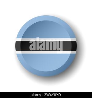 Botswana flag - 3D circle button with dropped shadow. Vector icon. Stock Vector