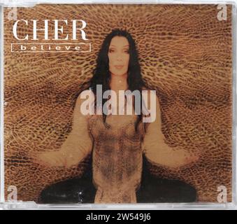 Germany. 21st Dec, 2023. In this photo illustration, a compact disk (CD) of the album Beliver by Cher. (Photo by Igor Golovniov/SOPA Images/Sipa USA) *** Strictly for editorial news purposes only *** Credit: Sipa USA/Alamy Live News Stock Photo