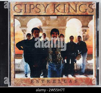 Germany. 21st Dec, 2023. In this photo illustration, a compact disk (CD) of the album Estrellas by Gipsy Kings. (Credit Image: © Igor Golovniov/SOPA Images via ZUMA Press Wire) EDITORIAL USAGE ONLY! Not for Commercial USAGE! Stock Photo