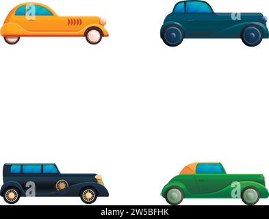Vintage car icons set cartoon vector. Various retro automobile. Classic old car Stock Vector
