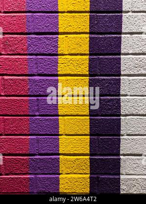 Textured background of colorful wall with colorful lines and stripes Stock Photo