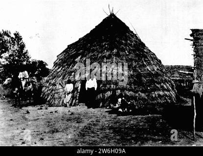 William S. Soule - Wichita grass house. Stock Photo