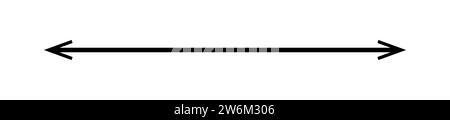 Long double straight black arrow. Direction indicator up, down or right, left. Isolated vector illustration on white background. Stock Vector